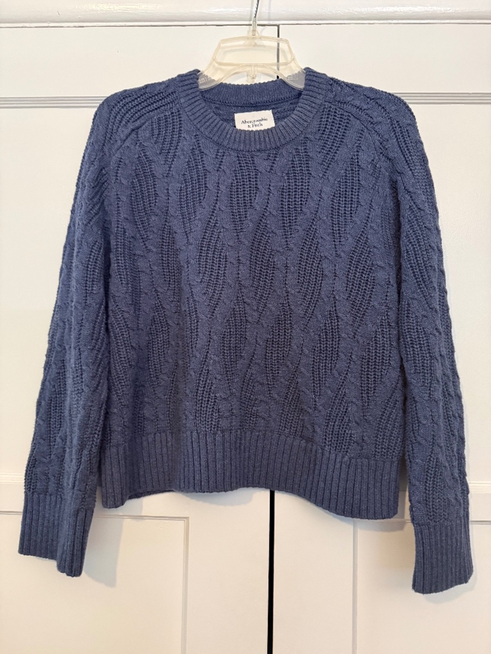 The A&F Madeline 100% Cotton Cable Crew Sweater Blue XS